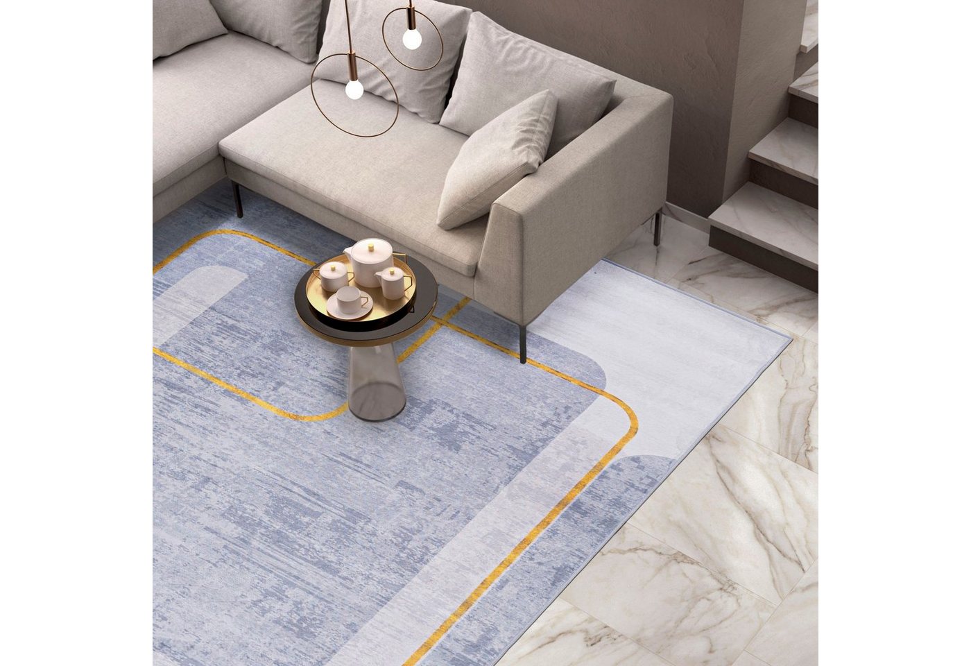 Mazovia Designteppich Modern Glamour Beige Creme Wohnzimmer, Schlafzimmer, Esszimmer, Büro, Fußbodenheizung Bild 4