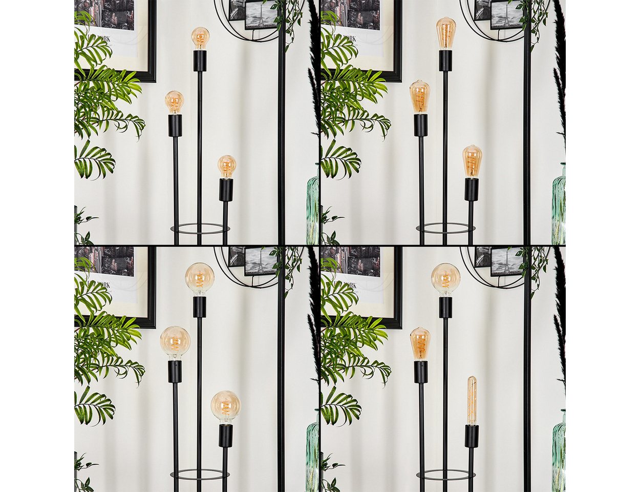 hofstein Stehlampe moderne Stehlampe aus Metall in Schwarz, ohne Leuchtmittel, Standlampe mit Fußsschaler am Kabel, 3 x E27, ohne Leuchtmittel Bild 3