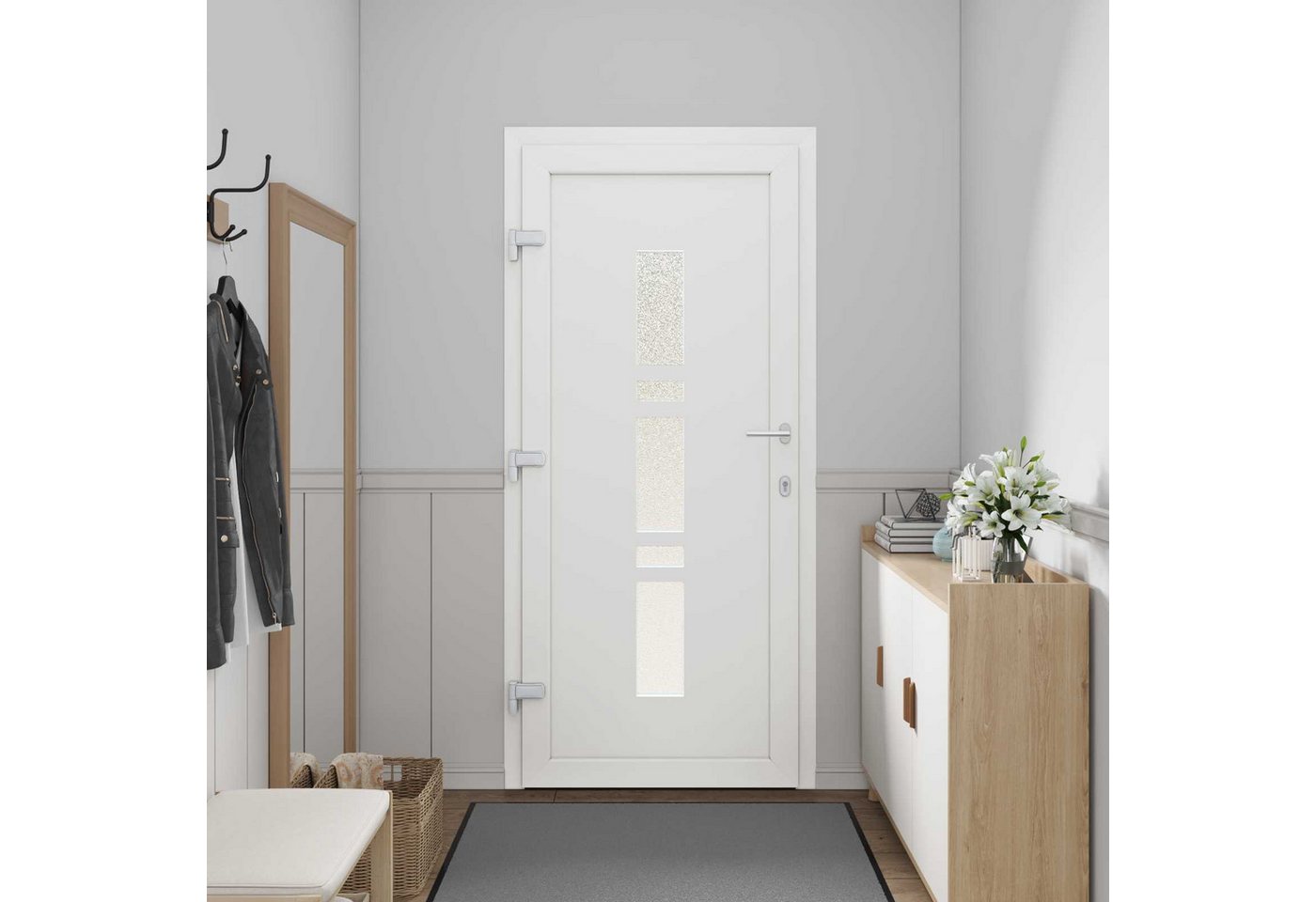 vidaXL Haustür Vordertür 108 x 208 cm PVC Anthrazit (1-St) Bild 3