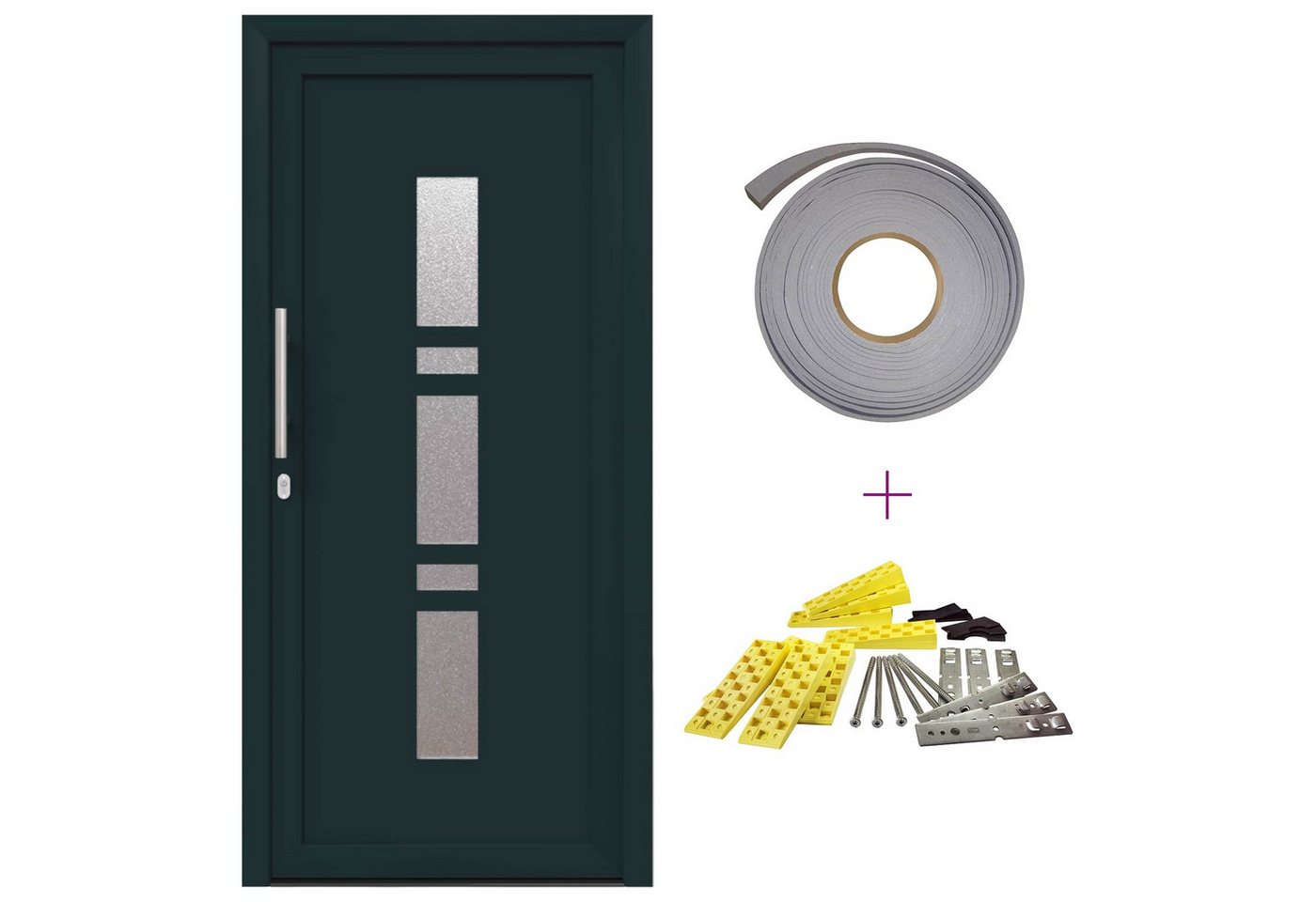 vidaXL Haustür Vordertür 108 x 208 cm PVC Anthrazit (1-St) Bild 5