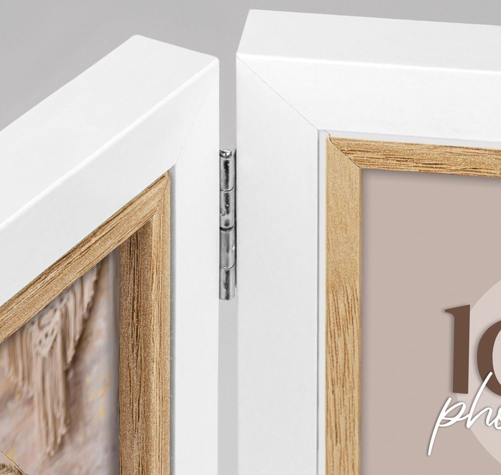 matches21 HOME & HOBBY Bilderrahmen Klapprahmen Holz Bilderrahmen rechteckig weiss, braun für 15x20 cm, Wand-Deko Fotorahmen im Hochformat zum Stellen Bild 3