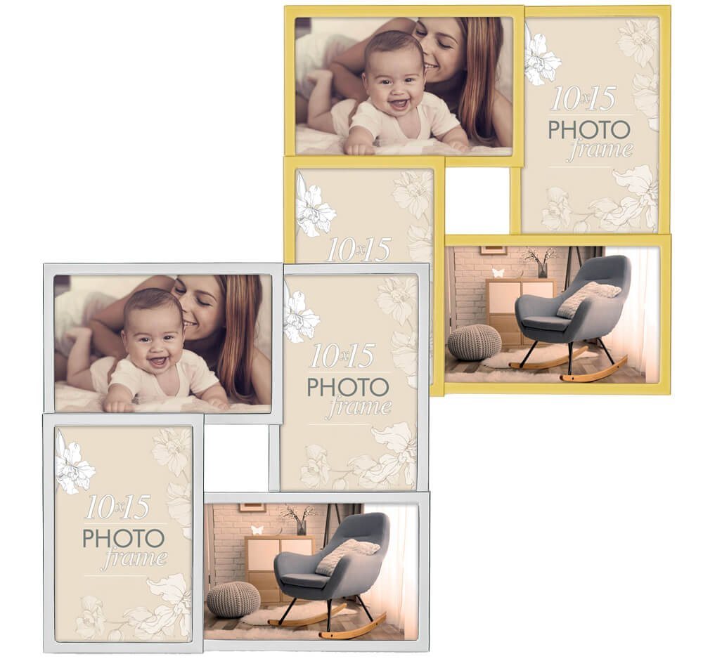matches21 HOME & HOBBY Bilderrahmen Metall Bilderrahmen Collage rechteckig gold 10x15 cm Samt Rückwand, Wand-Deko Fotorahmen für mehrere Fotos zum Stellen, Hängen Bild 3