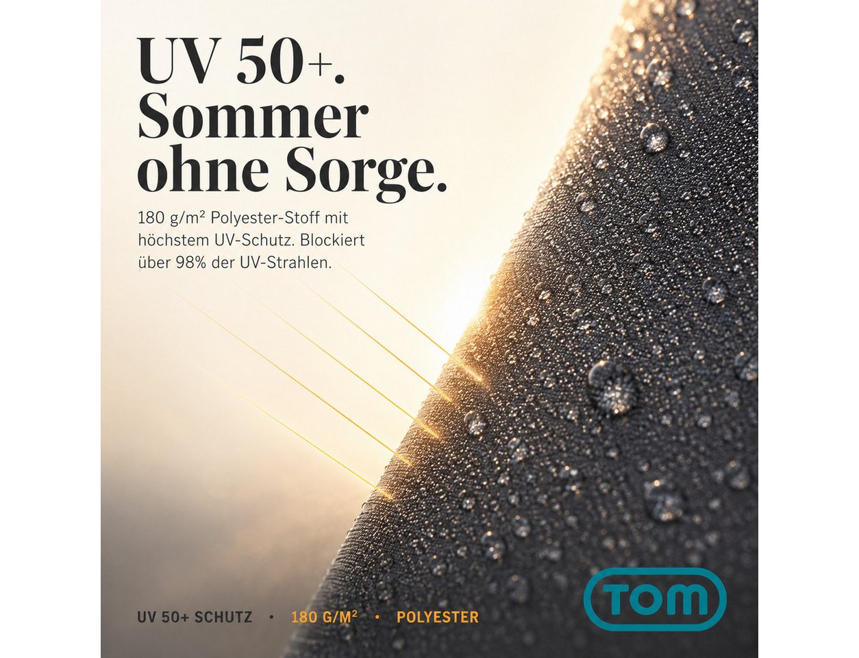 TOM Sonnenschirm Sonnenschirm mit Kurbel Anthrazit 140 x 210 cm, abknickbar, Tragetasche, 34mm Standrohr, 180 g/m² Polyester
