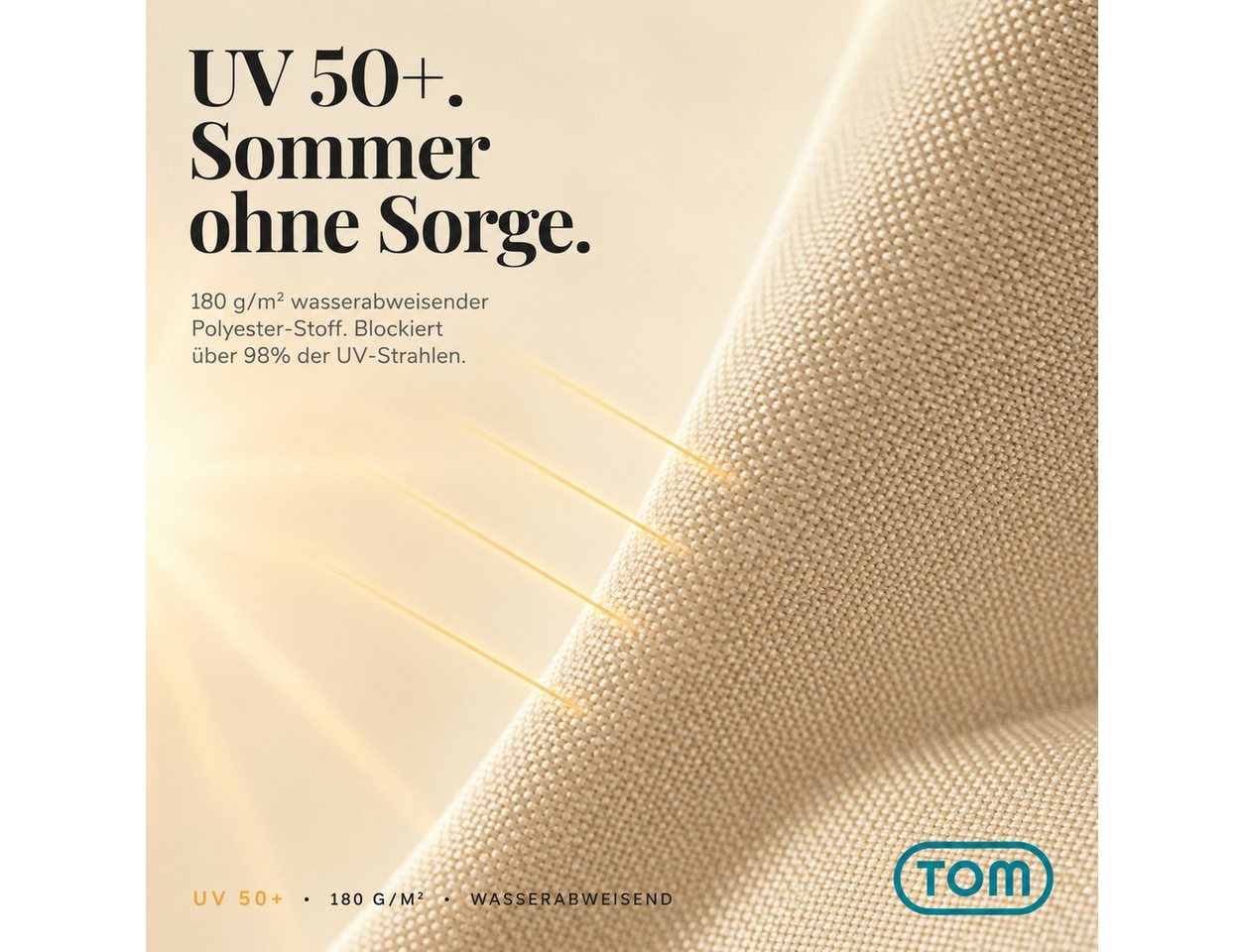 TOM Sonnenschirm Sonnenschirm SU-100 Beige 125 x 200 cm, abknickbar, mit Kühltasche, LxB: 200x125 cm, abknickbar, UV-Schutz 50, 180 g/m² Polyester Bild 4