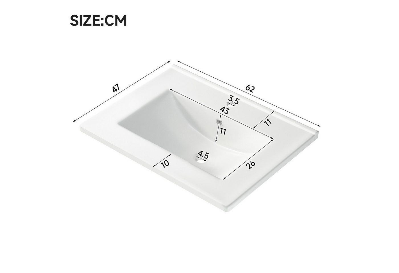 Celya Waschtisch freistehender Badezimmerwaschtisch mit 3 Schubladen und 1 Tür (geräuscharme Auszugsschienen, Soft-Close-Scharnier), Keramikbecken, lackierte Oberfläche ideal für Badezimmer Bild 5