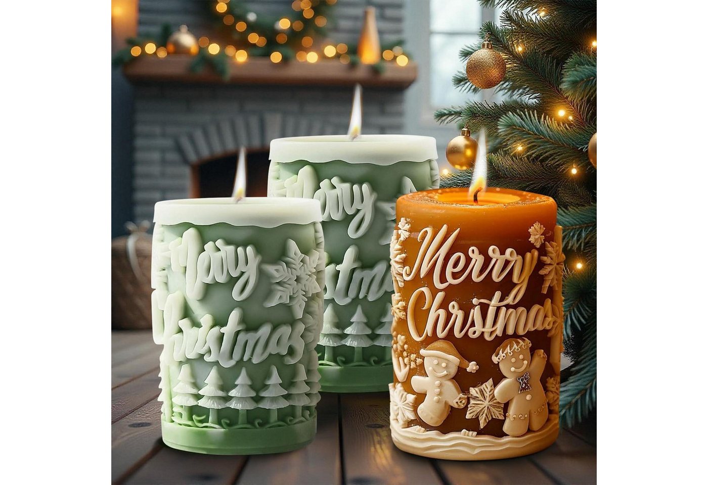 LuxusKollektion Silikonform 2x Kerzenform Silikon Weihnachten Schneemann/Baum, (2-tlg) Bild 2