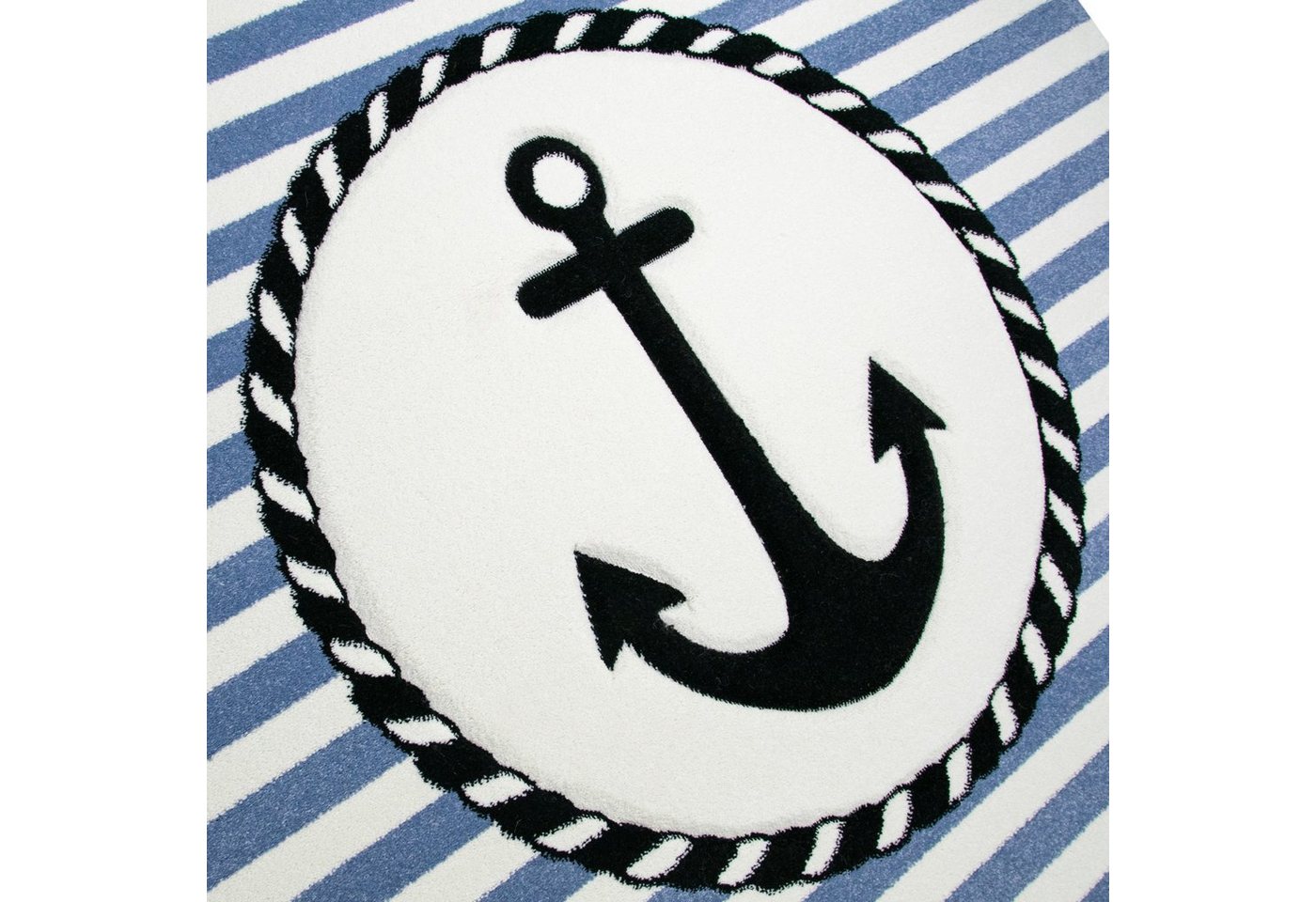 TeppichHome24 Kinderteppich Kinderteppich Maritim mit Anker in Blau Creme, rechteckig, Höhe: 1.3 mm Bild 2