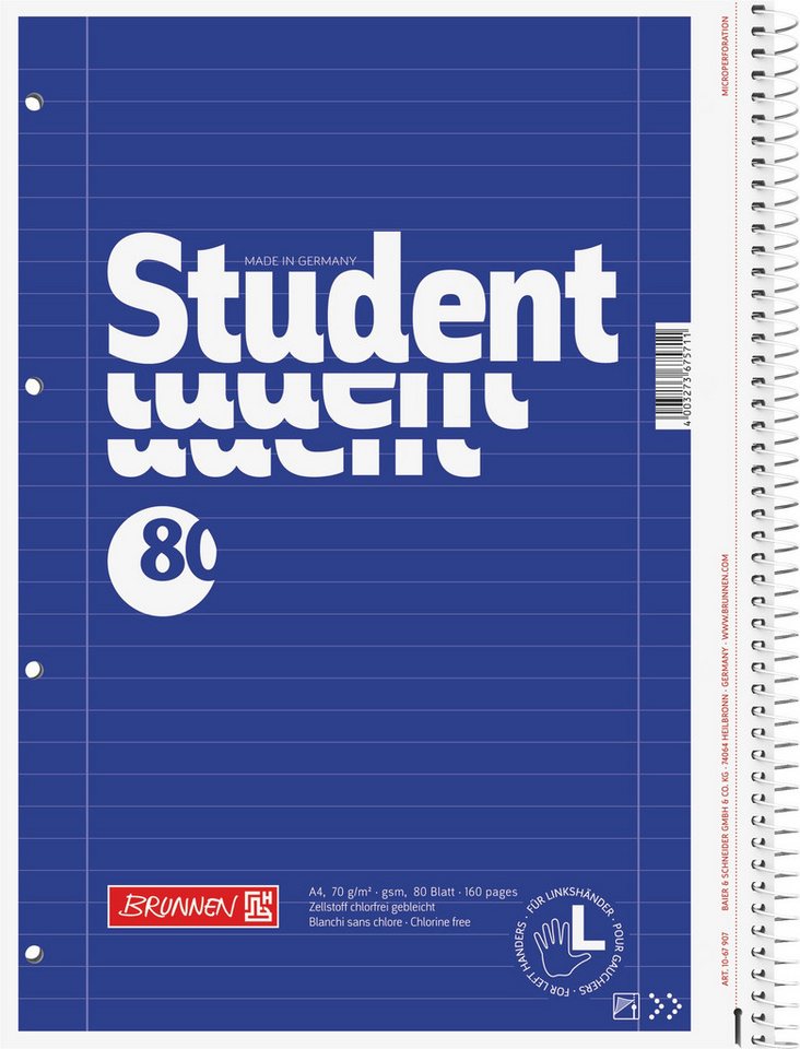 Baier & Schneider Collegeblock Collegeblock für Linkshänder A4 80 Blatt liniert Bild 2