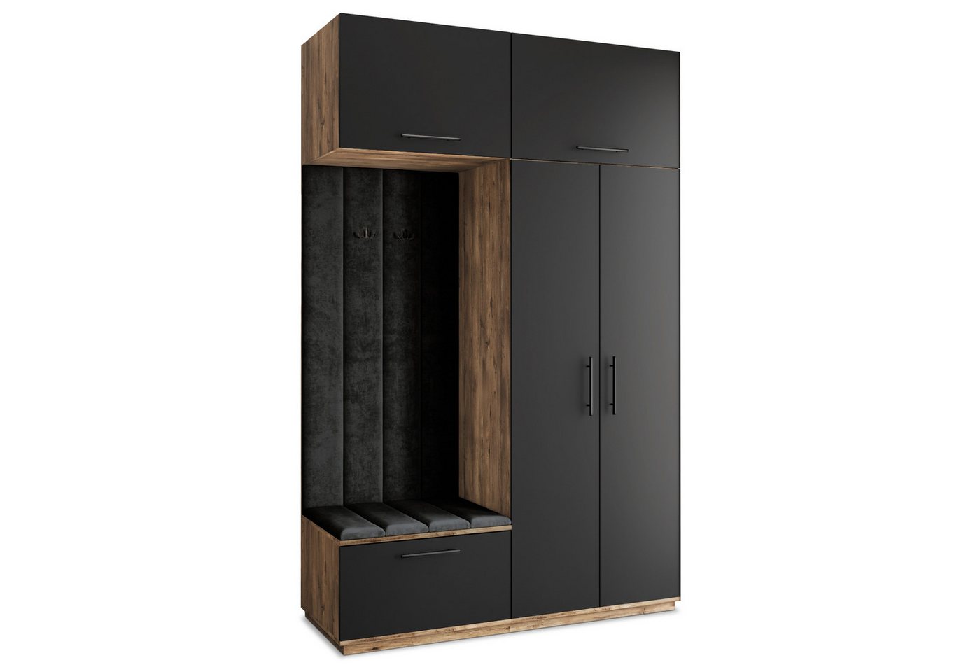 Masseno Garderobenschrank REMA 150 x 240 cm Garderoben-Set mit 2 Türen Eiche Lefkas Bild 2