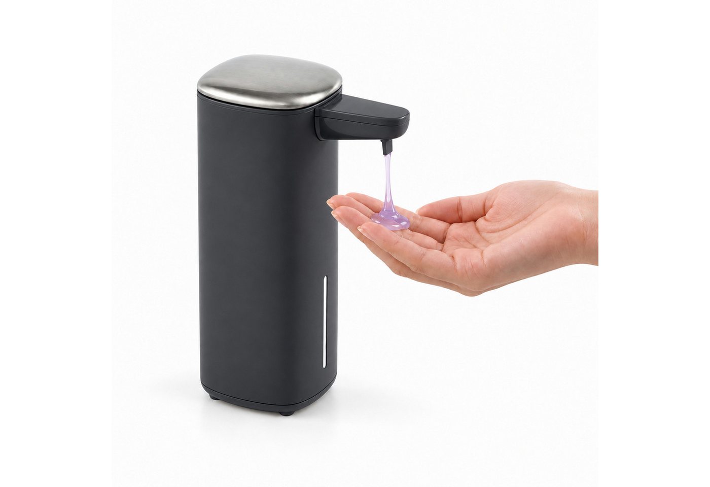 Floordirekt Seifenspender Automatischer Flüssigseifenspender Liora Edelstahl 250 ml, Berührungslose Dosierung, 2 Dosierstufen, USB-C-Akku, IPX4 Bild 4