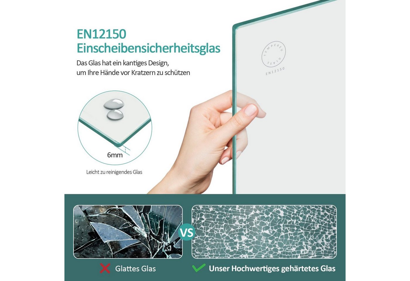 EMKE Eckdusche Duschkabine mit Falttür, verstellbarer Duschabtrennung und Nano-Glas, BxT: 80x80 cm, Sicherheitsglas, Set, Duschtür mit Seitenwand, Sicherheitsglas, links und rechts montierbar Bild 5