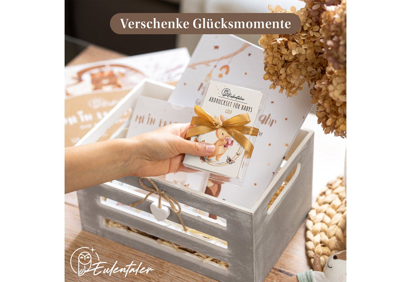 Eulentaler Handabdruck-Set Baby Abdruckset Sparset ohne Hautkontakt, 3er Set für 6 Abdrücke, (1 Set gratis), Für Hand- und Fußabdrücke von Babys Bild 4
