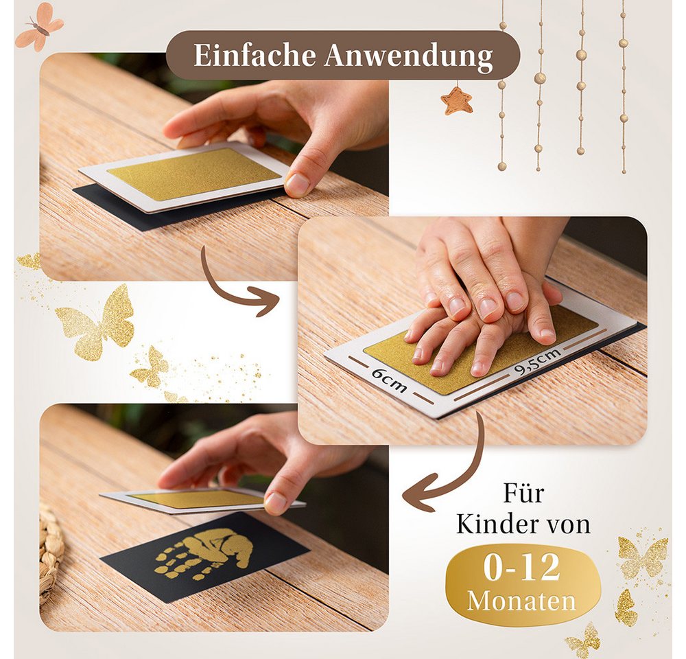 Eulentaler Handabdruck-Set Baby Abdruckset Sparset ohne Hautkontakt, 3er Set für 6 Abdrücke, (1 Set gratis), Für Hand- und Fußabdrücke von Babys Bild 5