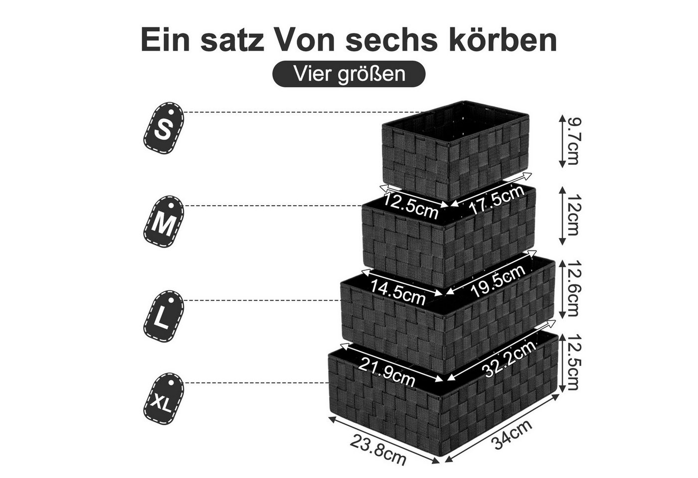 Youyijia Badorganizer 6er Set Organizer & Aufbewahrungsbox, Aufbewahrungskörbe Schwarz