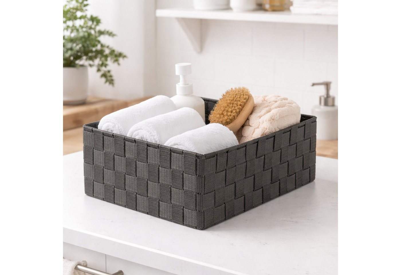 Youyijia Badorganizer 6er Set Organizer & Aufbewahrungsbox, Aufbewahrungskörbe Schwarz Bild 2