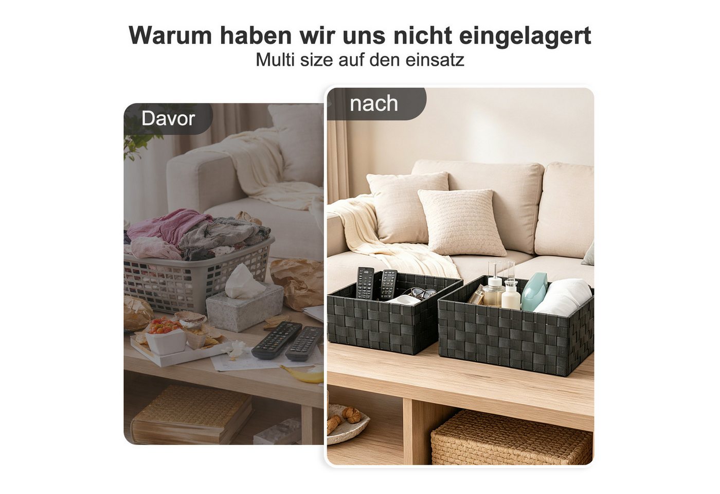 Youyijia Badorganizer 6er Set Organizer & Aufbewahrungsbox, Aufbewahrungskörbe Schwarz Bild 4