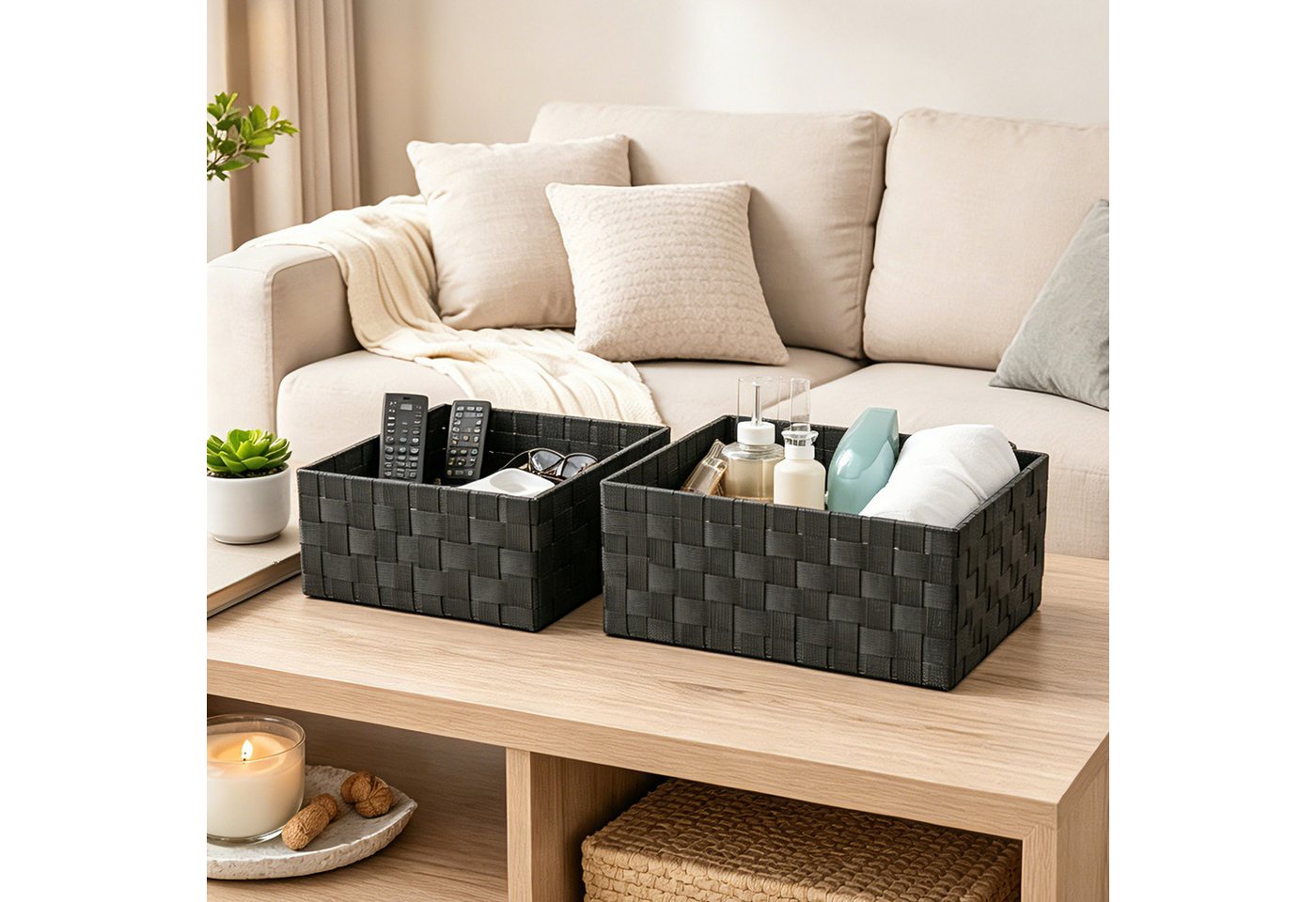 Youyijia Badorganizer 6er Set Organizer & Aufbewahrungsbox, Aufbewahrungskörbe Schwarz Bild 5