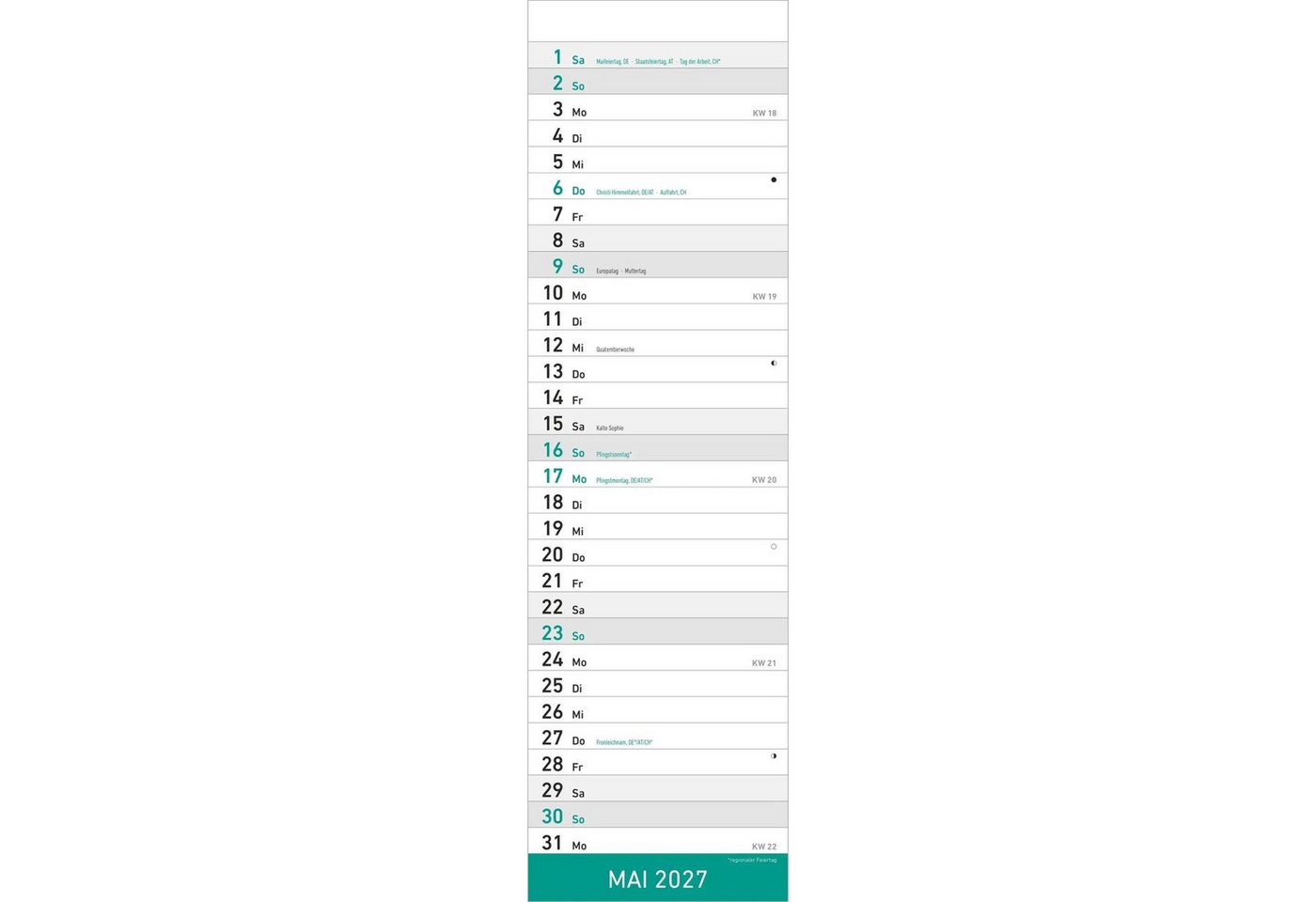 Alpha Edition Wandkalender Streifenplaner Mini MINT 2027 Bild 2
