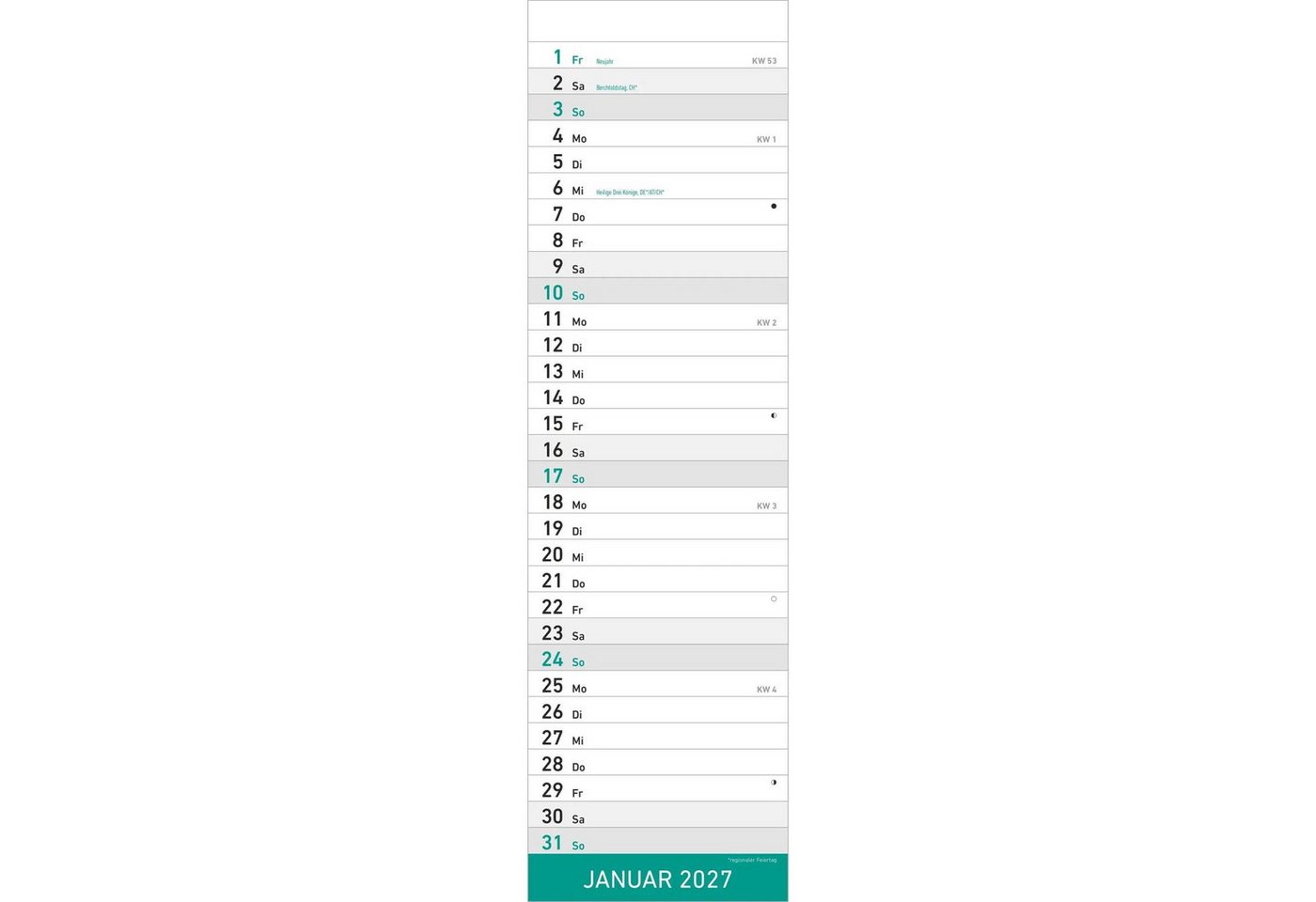 Alpha Edition Wandkalender Streifenplaner Mini MINT 2027 Bild 4