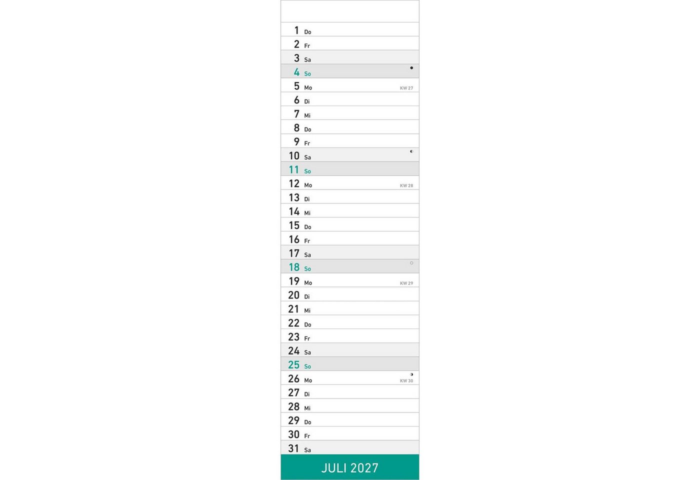 Alpha Edition Wandkalender Streifenplaner Mini MINT 2027 Bild 5