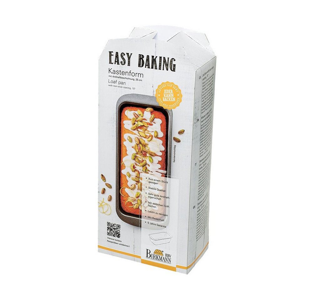 RBV Birkmann Kastenform Kastenkuchenform 25cm Easy Baking, (1-tlg), Kastenkuchenform, 1,5 l, Stahl, grau
