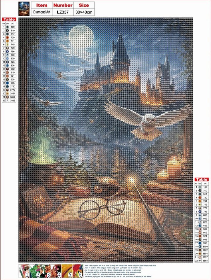Venicce Love Kreativset Diamond Painting Bilder, Diamant Painting Malerei Set – Schloss Eule, (1-tlg)