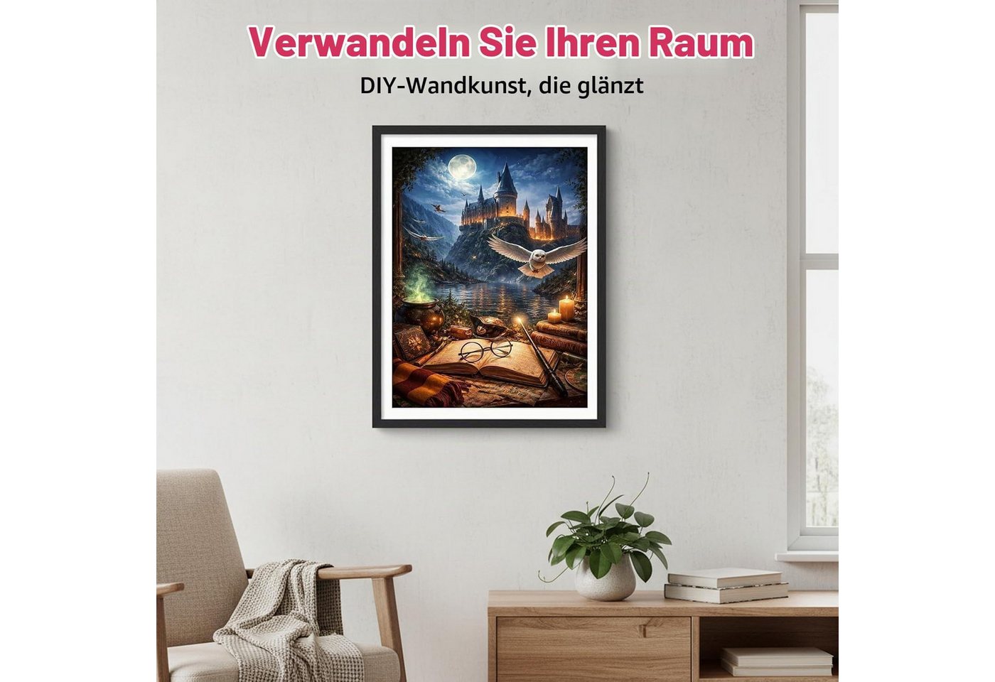 Venicce Love Kreativset Diamond Painting Bilder, Diamant Painting Malerei Set – Schloss Eule, (1-tlg) Bild 5
