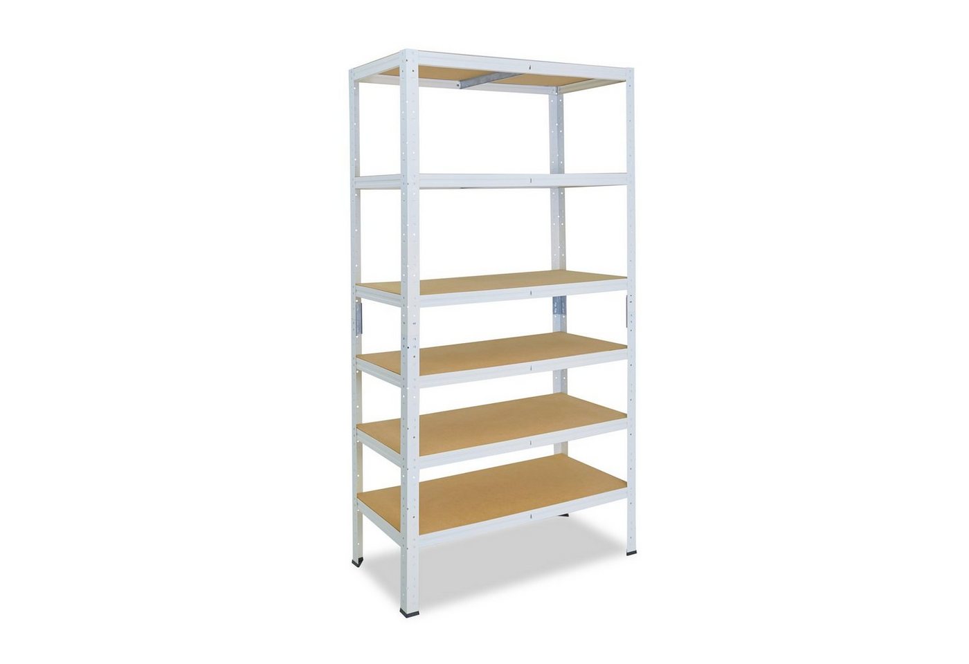 shelfplaza Schwerlastregal HOME, 230x90x50cm weiß, 6 Böden, Kellerregal, Garagenregal, Steckregal Bild 4