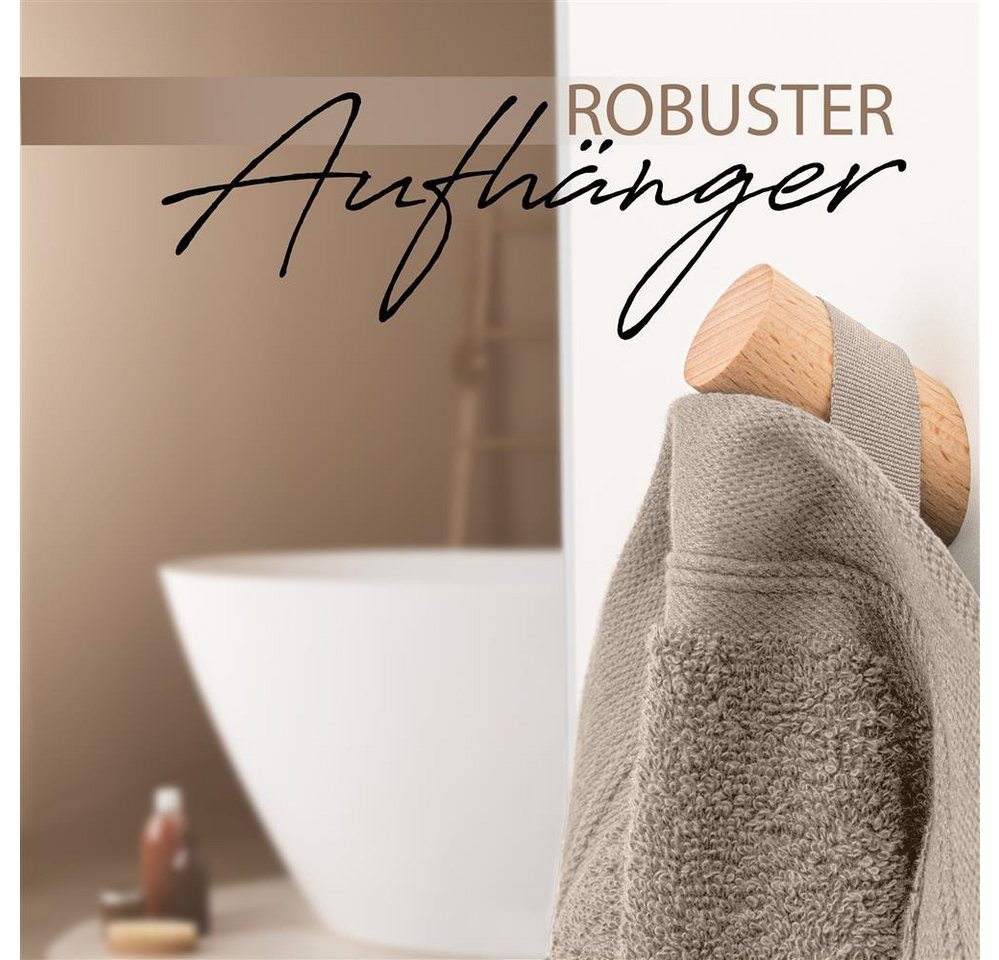 Hausfelder Saunatuch Saunatücher Set 2er 100x200cm XXL Baumwolle Premium 500g/m² Beige, Baumwollfrottee (2-St), Mit Aufhängeschlaufen, saugstark Bild 4
