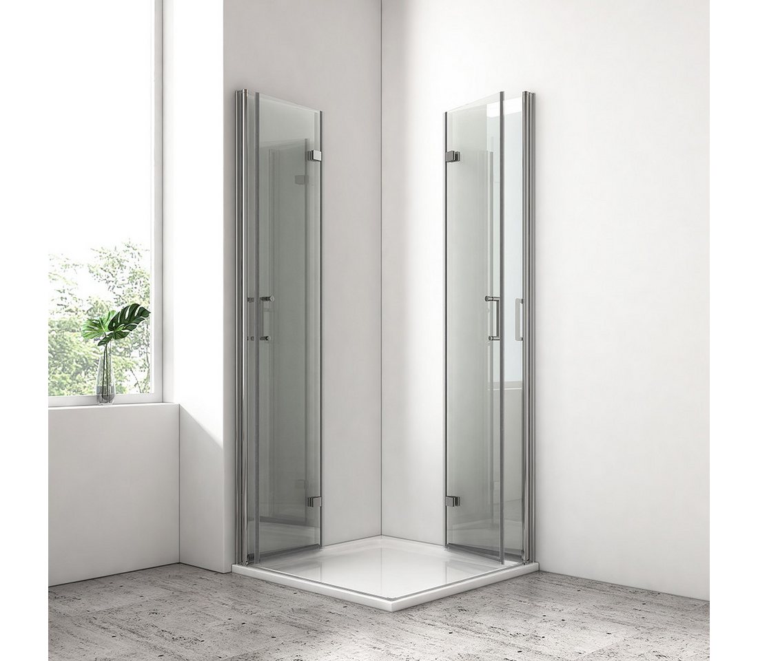 EMKE Eckdusche Duschkabine Falttür Eckdusche 195 cm mit Hebe-Senk-Mechanismus, BxT: 80x80 cm, Sicherheitsglas, set, 6mm Einscheibensicherheitsglas,180º doppelt Falttüren Duschabtrennung Bild 5