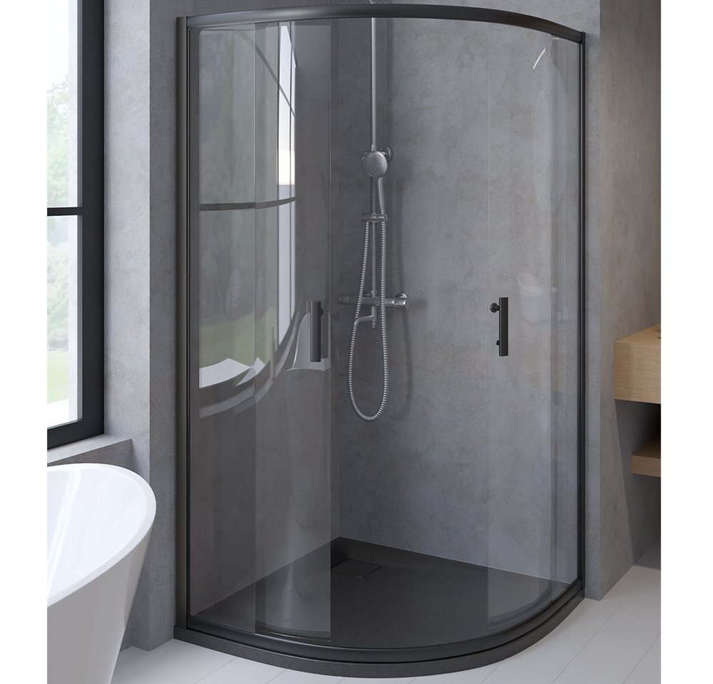 KOLMAN Komplettdusche VIDAR Schwarz & Duschkabine Viertelkreis HELA Schwarz 90x90 190 cm, BxT: 90x90 cm Bild 5