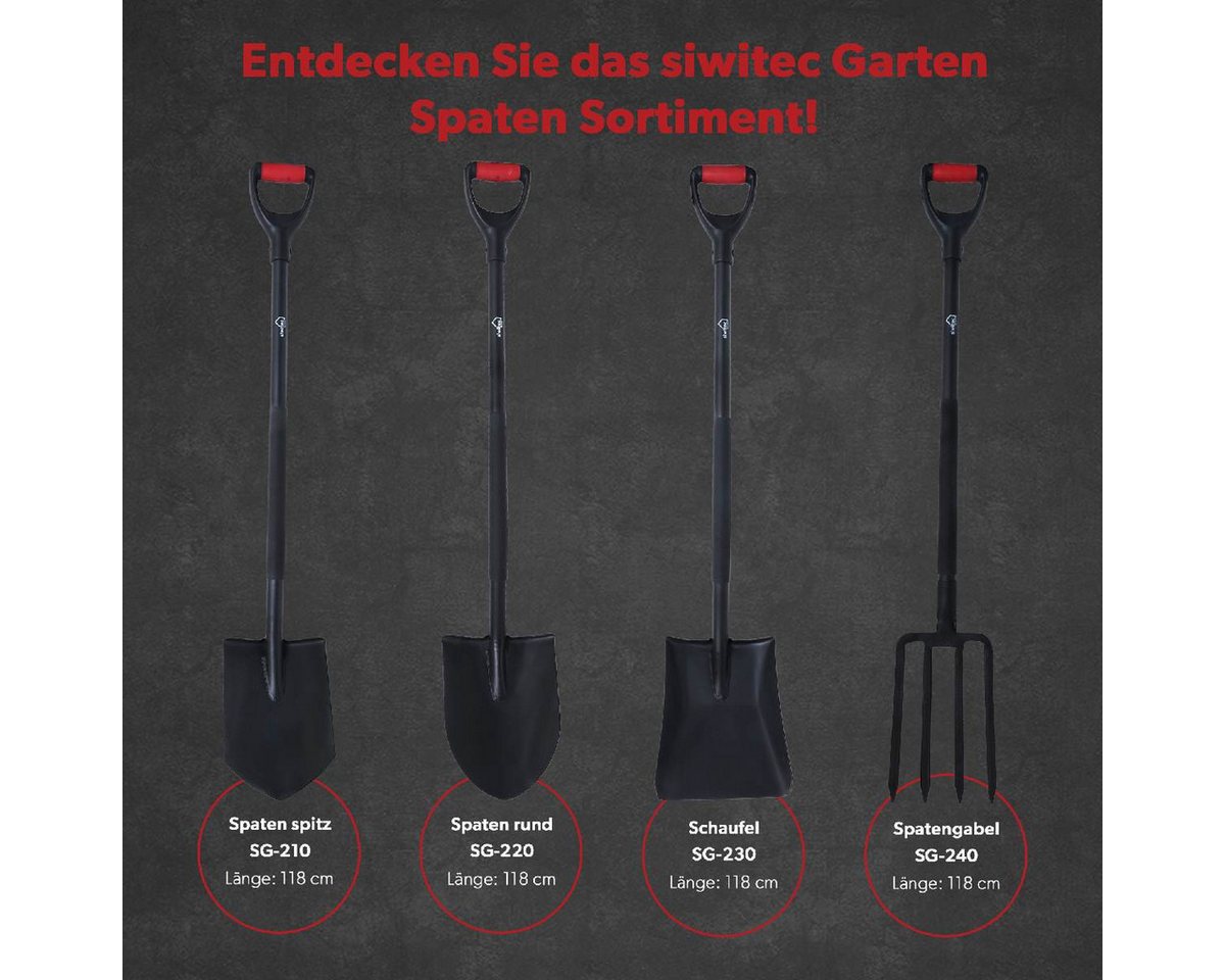 siwitec Spatengabel Spaten rund Gartenspaten SG-220 118 cm Garten Spaten Stahl Schaufel, (Set, Gartengerät in gewählter Ausführung) Bild 2