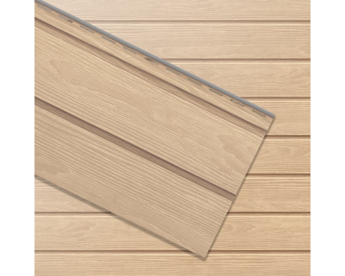 VILO Verkleidungspaneel Canadian Siding SVP-05 Rundprofil 2-Brett 3,0m St. 0,75qm hell natur, BxL: 28,5x300 cm, 0,85 qm, (Stückweise 1 Paneel, 0,85 qm) 2-lagig, solide Beständigkeit, pflegeleicht, abwaschbar, Leichtgewicht