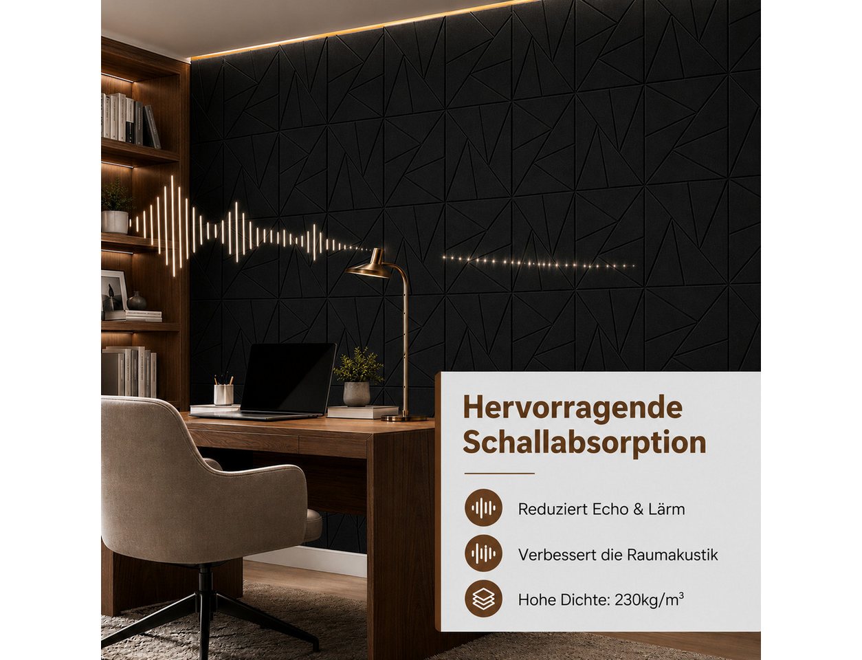 LEMLIT Akustikplatte Selbstklebende Akustikpaneele Quadratische Schallschutz Wand 12 Stück, (12er Set, 12-St., 30x30 cm), Für Schalldämmung Wandverkleidung, Studio Wohnzimmer Homeoffice