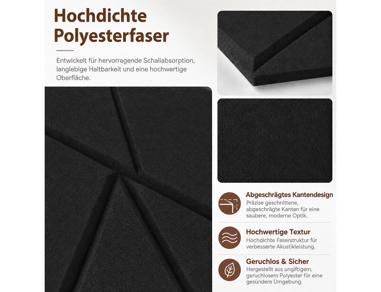 LEMLIT Akustikplatte Selbstklebende Akustikpaneele Quadratische Schallschutz Wand 12 Stück, (12er Set, 12-St., 30x30 cm), Für Schalldämmung Wandverkleidung, Studio Wohnzimmer Homeoffice Bild 3