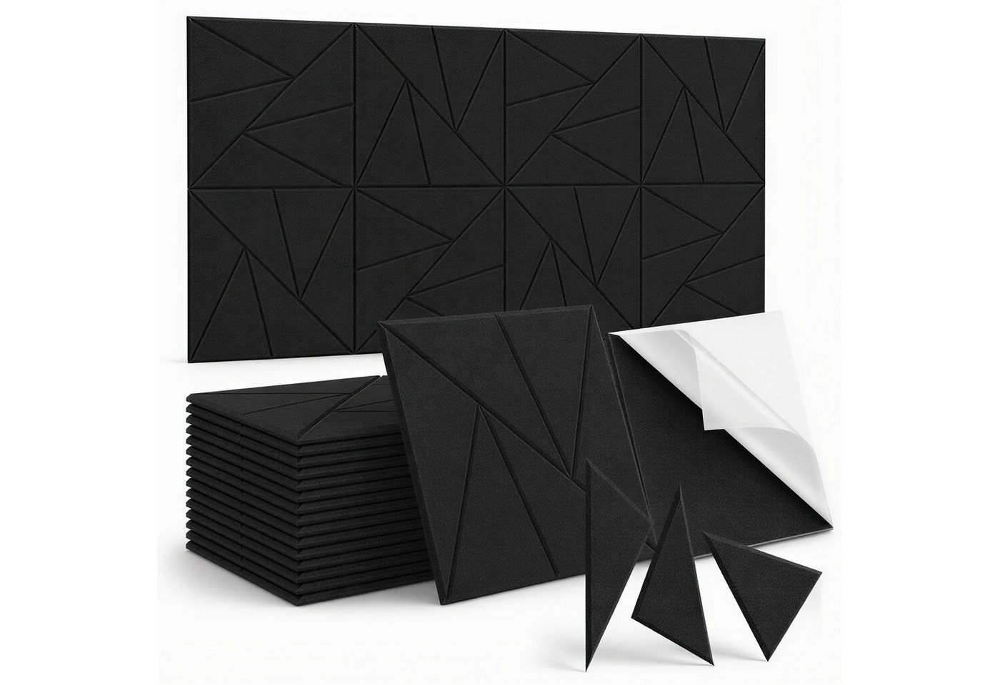 LEMLIT Akustikplatte Selbstklebende Akustikpaneele Quadratische Schallschutz Wand 12 Stück, (12er Set, 12-St., 30x30 cm), Für Schalldämmung Wandverkleidung, Studio Wohnzimmer Homeoffice Bild 4