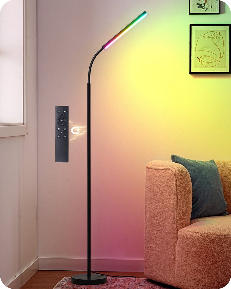 EDISHINE LED Stehlampe dimmbar, mit RGB Funktion, LED fest integriert, warmweiß, RGB Licht, mit RGB-Licht, Lampenkopf schwenkbar Bild 4