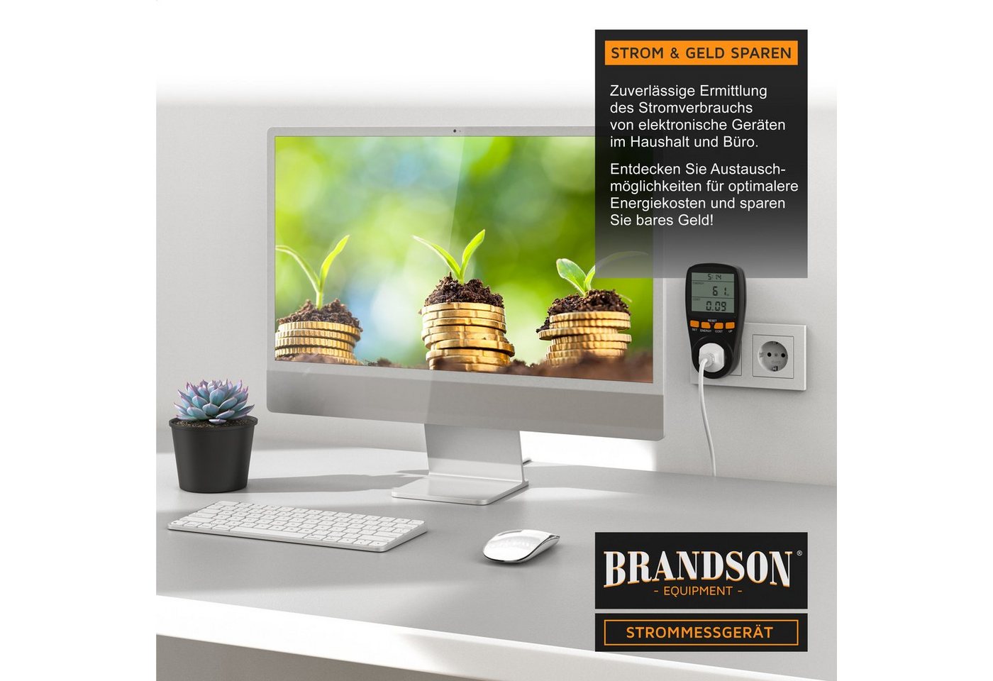 Brandson Energiekostenmessgerät 2er Set Energiekostenmessgerät Strommessgerät Steckdose, 2,7 " Display, Set, 2-tlg., Energiekosten Anzeige, Stromzähler für Steckdose mit Berührungsschutz Bild 2