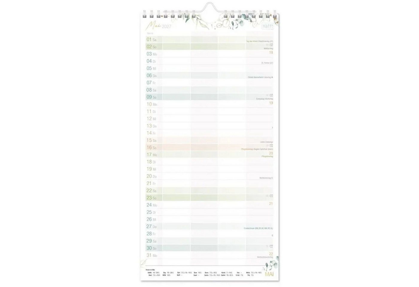 Häfft Wandkalender Familienplaner kompakt 2027 Bild 2