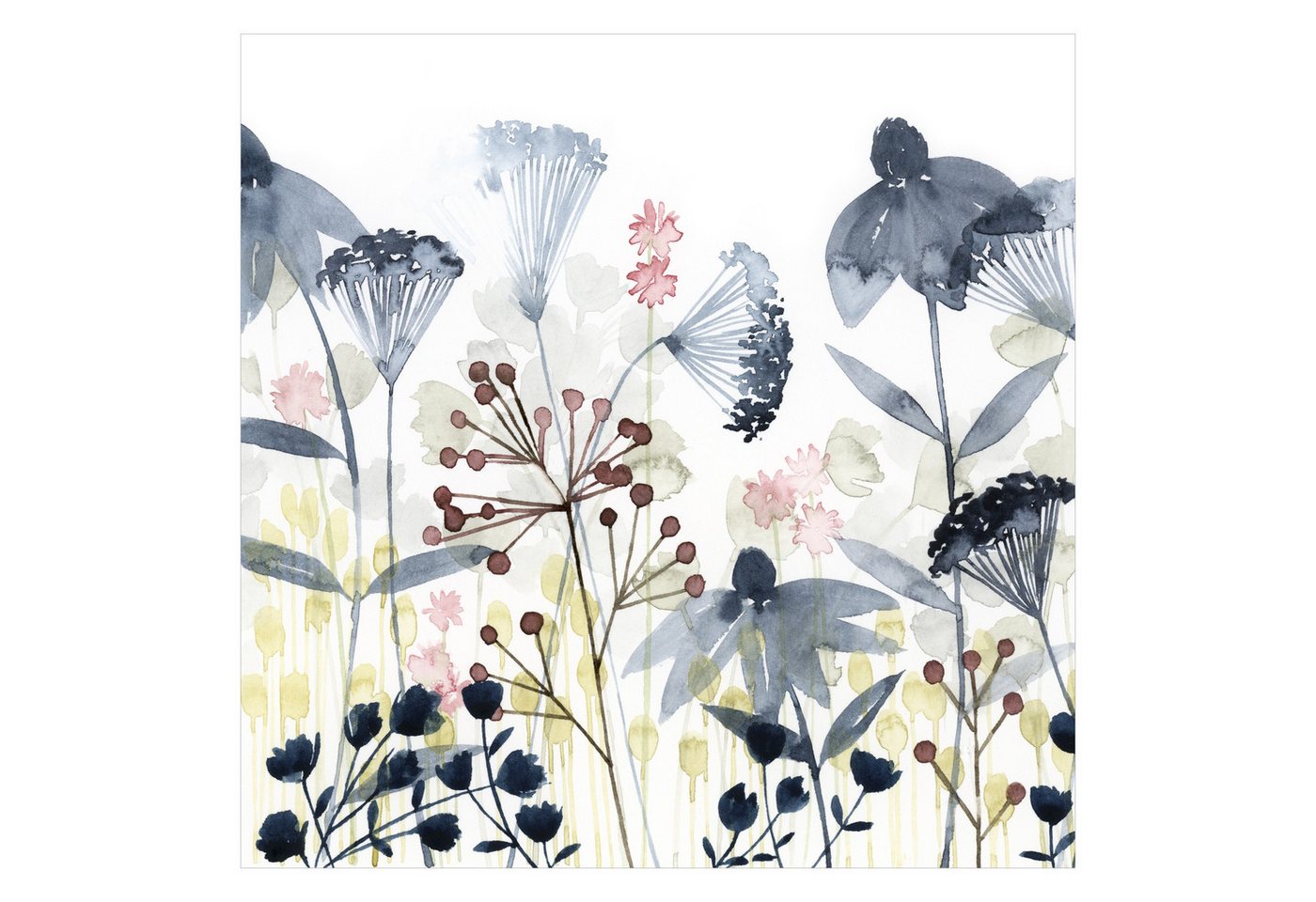 Bilderdepot24 Fototapete Blumen Wildblumen Aquarell Blumentapete Floral Natur Modern Kunst, Glatt, Matt, (Vliestapete inkl. Kleister oder selbstklebend), Wohnzimmer Schlafzimmer Küche Flur Motivtapete Vliestapete Wandtapete Bild 3