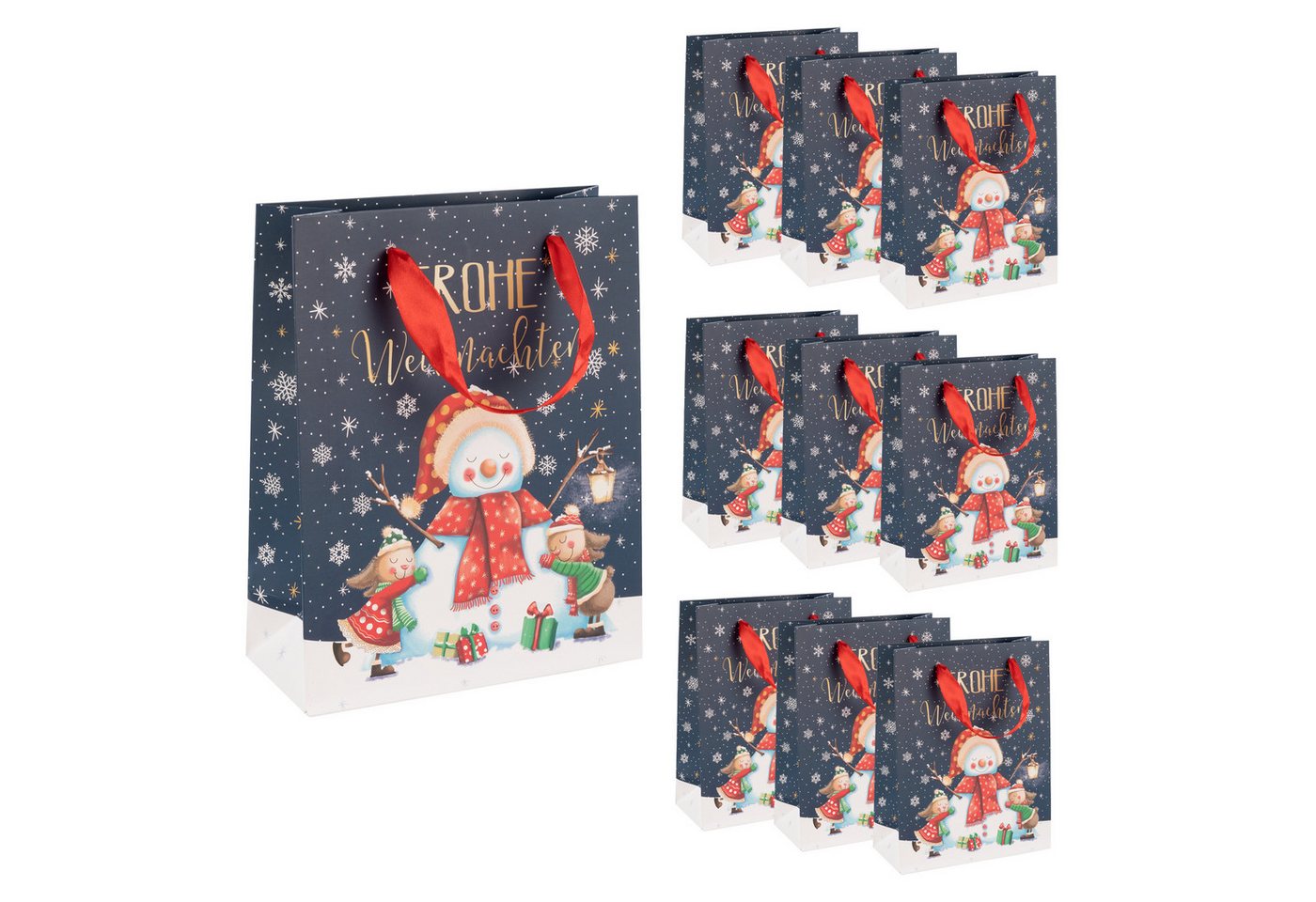 Idena Geschenkpapier Idena Bundle Geschenktaschen Schneemann blau 23x18x8cm 10 Stück Bild 2