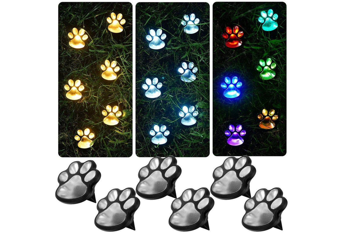 Detrida LED Gartenleuchte 3/6x LED Solarleuchte Garten Bodenleuchte Katzenkrallen Gartenstrahler, Solarleuchten Solarlampen für Außen Garten Patio Gehweg, Wetterfest, Weiß/Warmweiß/Bunt Solar Pfoten Gartenleuchte mit Dämmerungssensor, Erdspieß Wegeleuchten Gartenbeleuchtung für Rasen Hof Terasse Bild 3