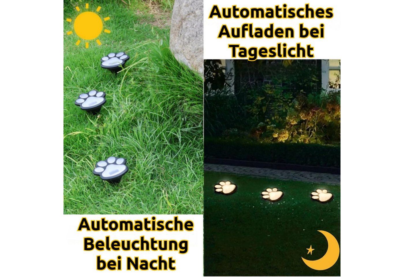 Detrida LED Gartenleuchte 3/6x LED Solarleuchte Garten Bodenleuchte Katzenkrallen Gartenstrahler, Solarleuchten Solarlampen für Außen Garten Patio Gehweg, Wetterfest, Weiß/Warmweiß/Bunt Solar Pfoten Gartenleuchte mit Dämmerungssensor, Erdspieß Wegeleuchten Gartenbeleuchtung für Rasen Hof Terasse Bild 4