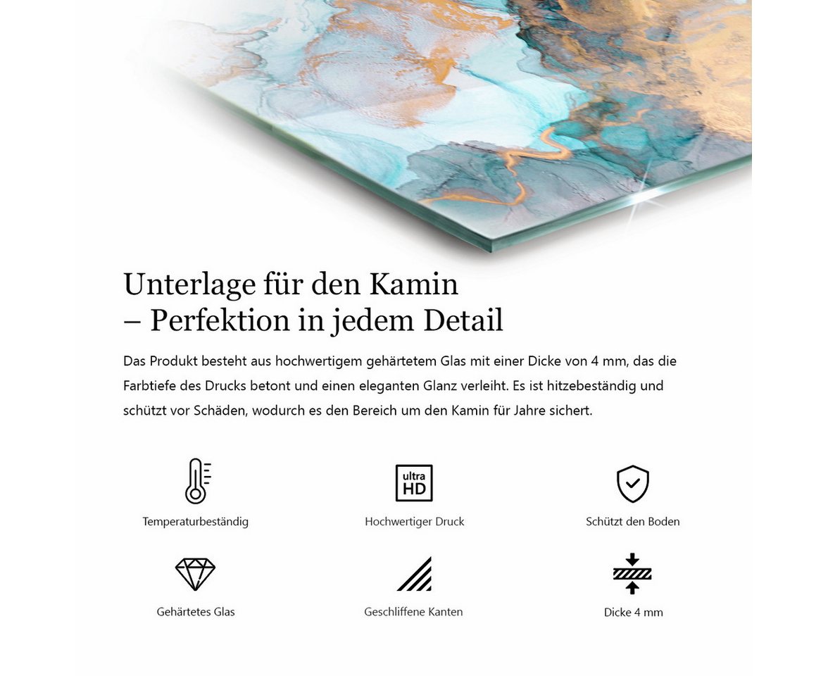 Decormat Bodenschutzplatte Glas Funkenschutzplatte Roststruktur auf Metall, Braun, Kaminofen, Roststruktur auf Metall, Braun