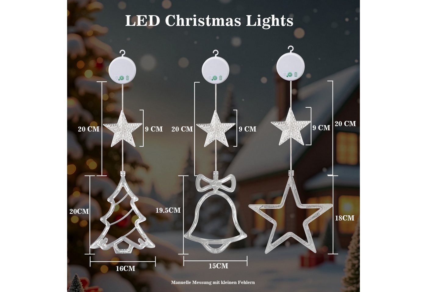 skelo LED Stern LED Weihnachtsstern Fensterlicht Wiederaufladbar, 3 Set, Weihnachtsbeleuchtung, LED fest integriert, RGB, LED Weihnachtsdeko Fenster mit Timer, RGB Lichterkette Sterne Bild 5