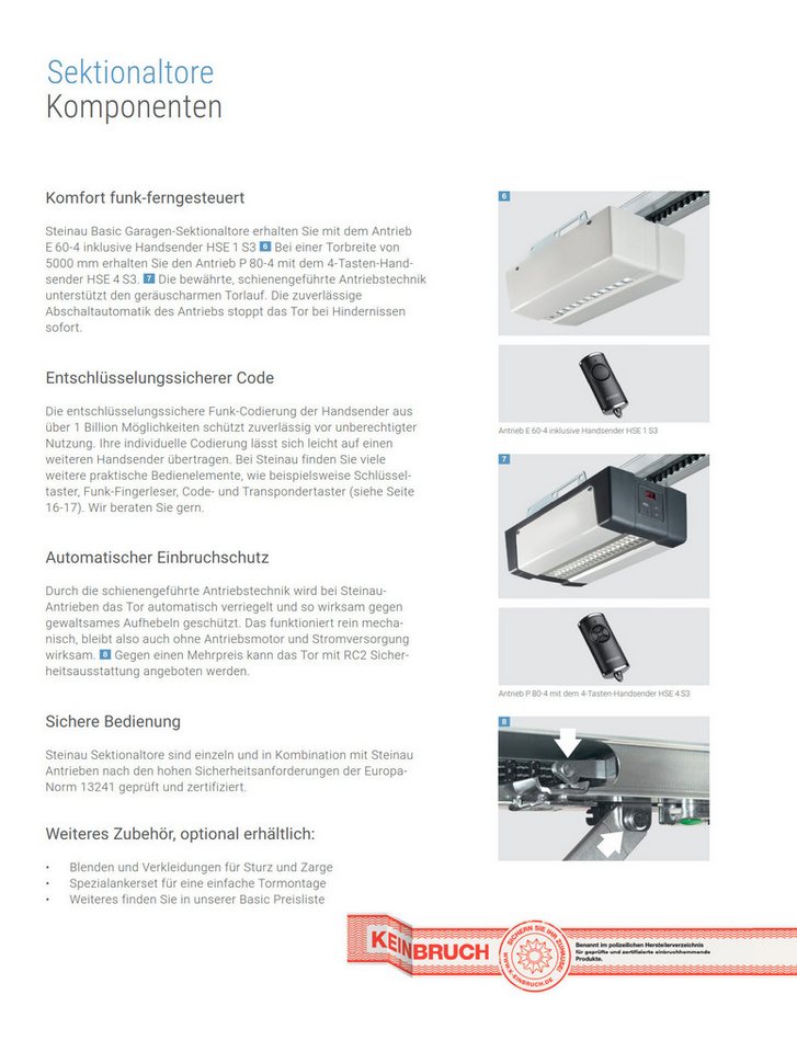 steinau Garagentor Sektionaltor RenoMatic 2026 L-Sicke Planar LPU 42 + Antrieb S4 + HS, Vergünstigtes Aktionspaket