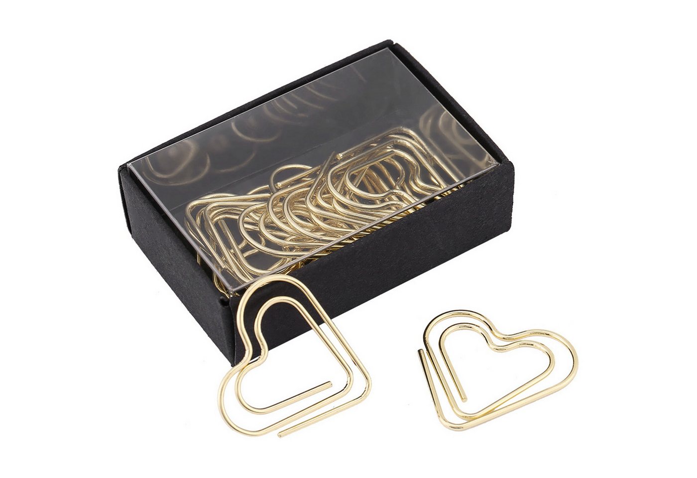SURFOU Büroklammer Herzförmige Büroklammern (Gold) – 12-teiliges Set als Lesezeichen, Dekorative Büroklammern aus Edelstahl, mit Aufbewahrungsbox Bild 3