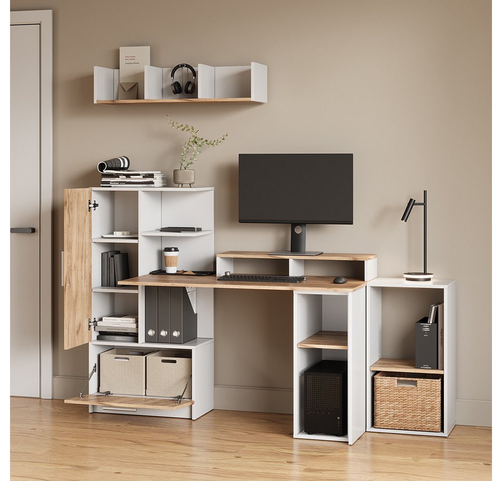 Livinity® Bücherregal Lorena, Weiß/Goldkraft Eiche, mit 2 Fächern, 1-tlg. Bild 3