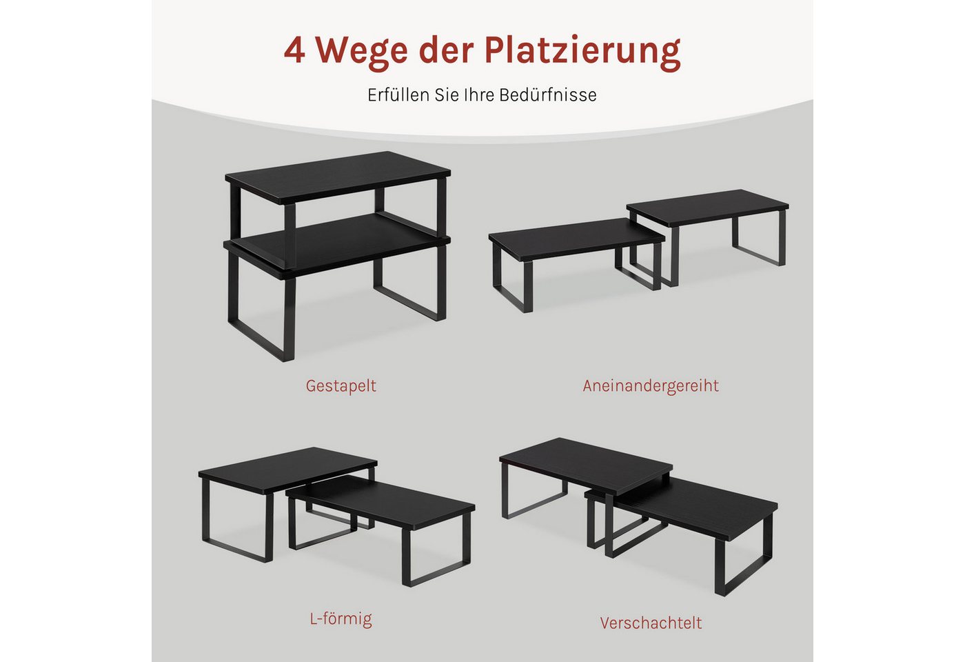 Woltu Küchenregal, 2-tlg., Gewürzregal 2er Set Stapelbares Küchenregal Kleines Küchen-Organizer Bild 3