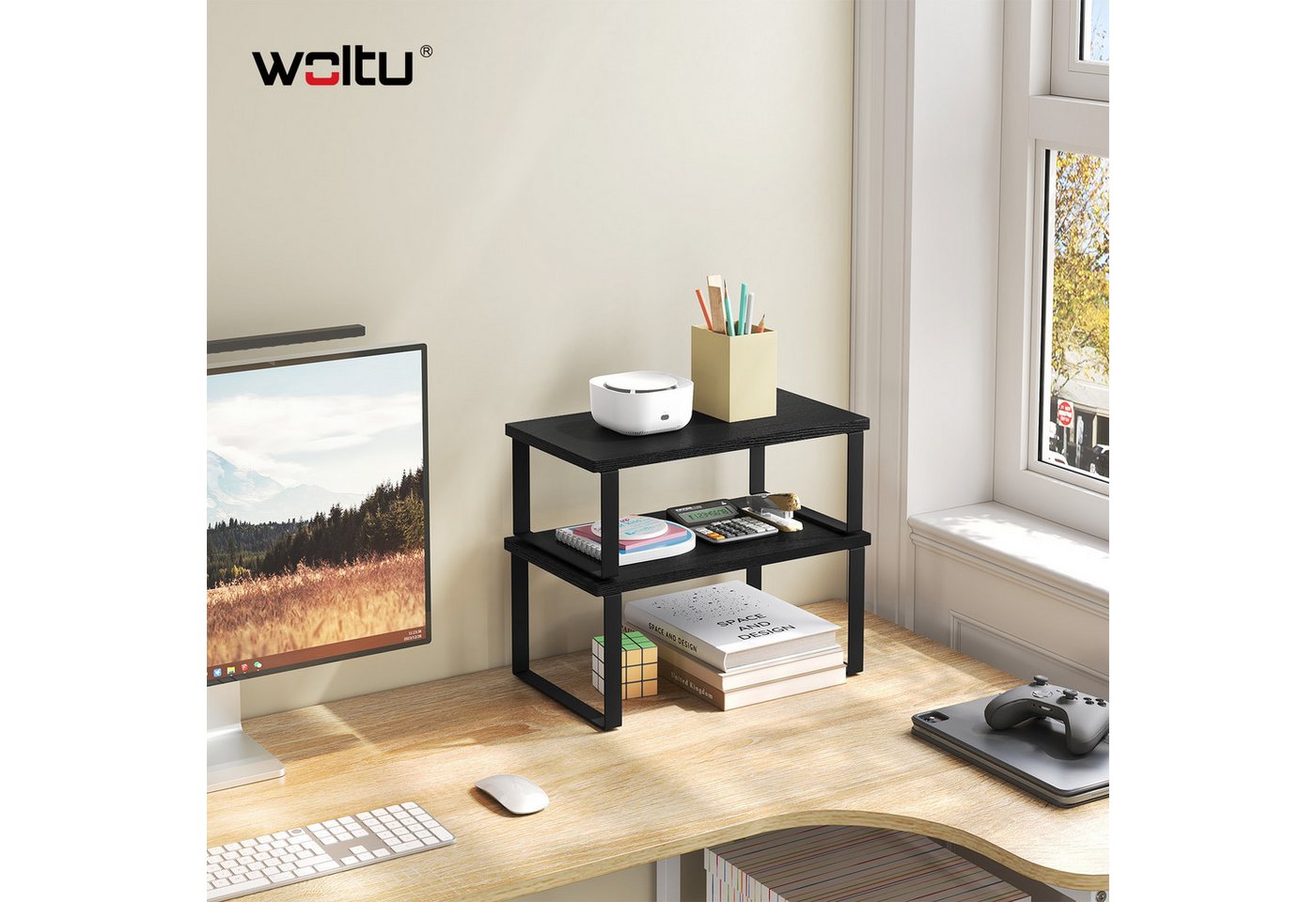 Woltu Küchenregal, 2-tlg., Gewürzregal 2er Set Stapelbares Küchenregal Kleines Küchen-Organizer Bild 5